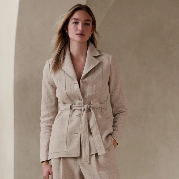 NWT BANANA REPUBLIC NORFOLK LINEN-COTTON JACKET - Picture 3 of 7